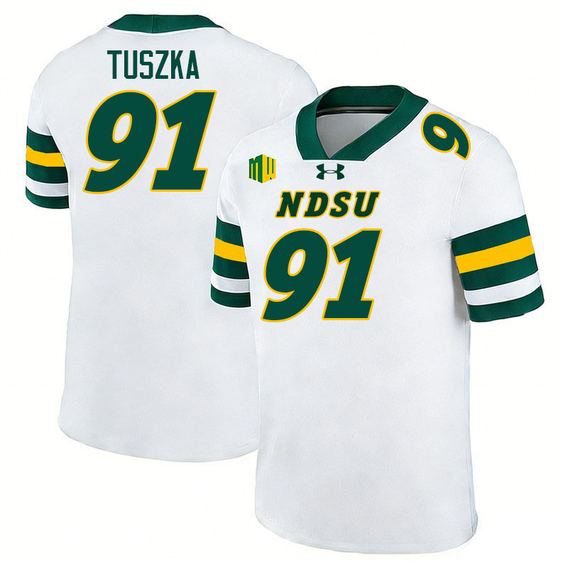 North Dakota State Bison #91 Derrek Tuszka College Football Jerseys,Uniforms-White